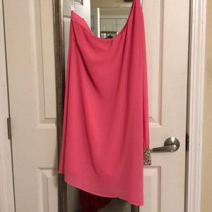 Hot pink one shoulder dress